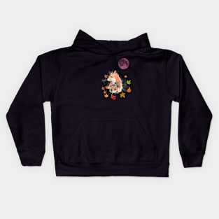 Red Moon light fox design Kids Hoodie